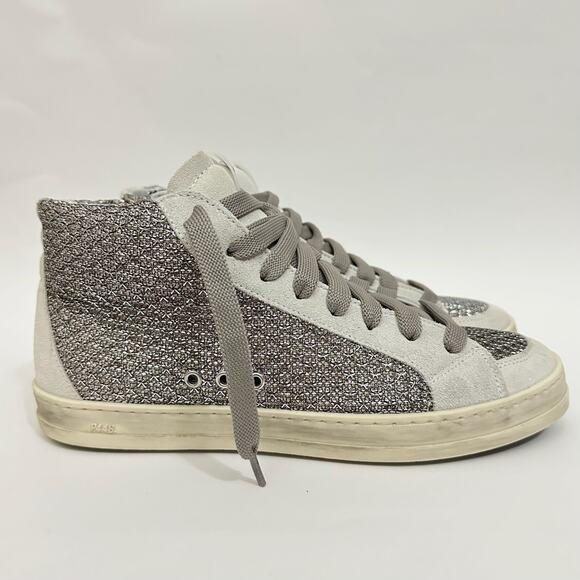 P448 Shoes - P448 Skate Glitter Sneakers Silver Gray High Top Lace Up